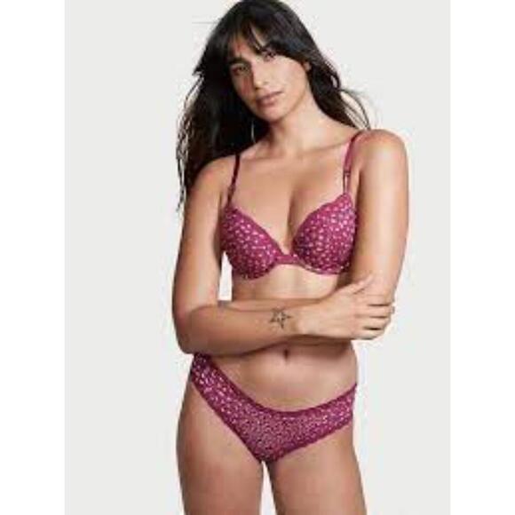 Victoria's Secret Sexy Tee Push-Up Leopard Lace Bra Size 32 C - Picture 1 of 3